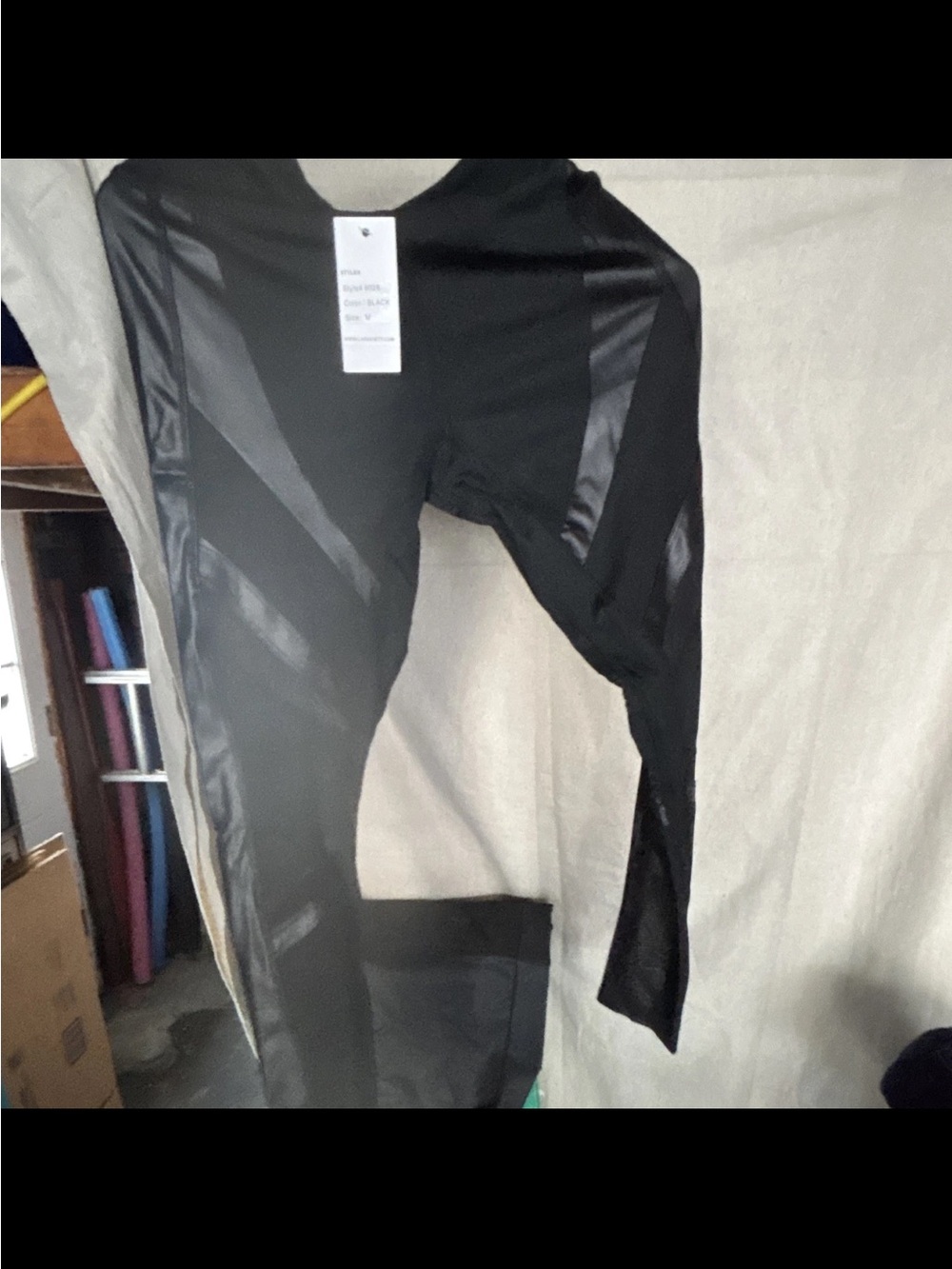 Black Women's Sheer Panel Leggings - Sleek Stretch Fit